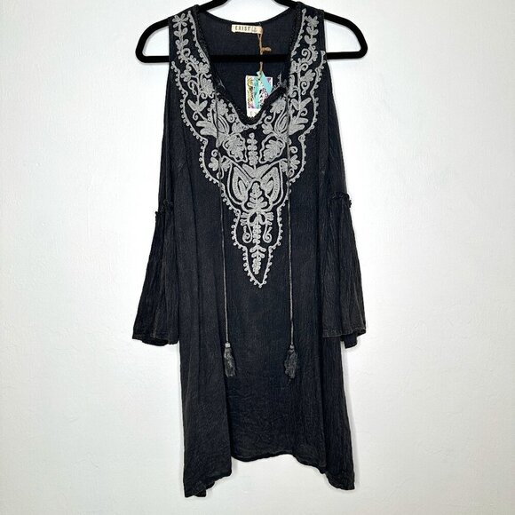 Exist Boho V-Neck Cold Shoulder Festival Mini Dress Size S NEW - Picture 1 of 6